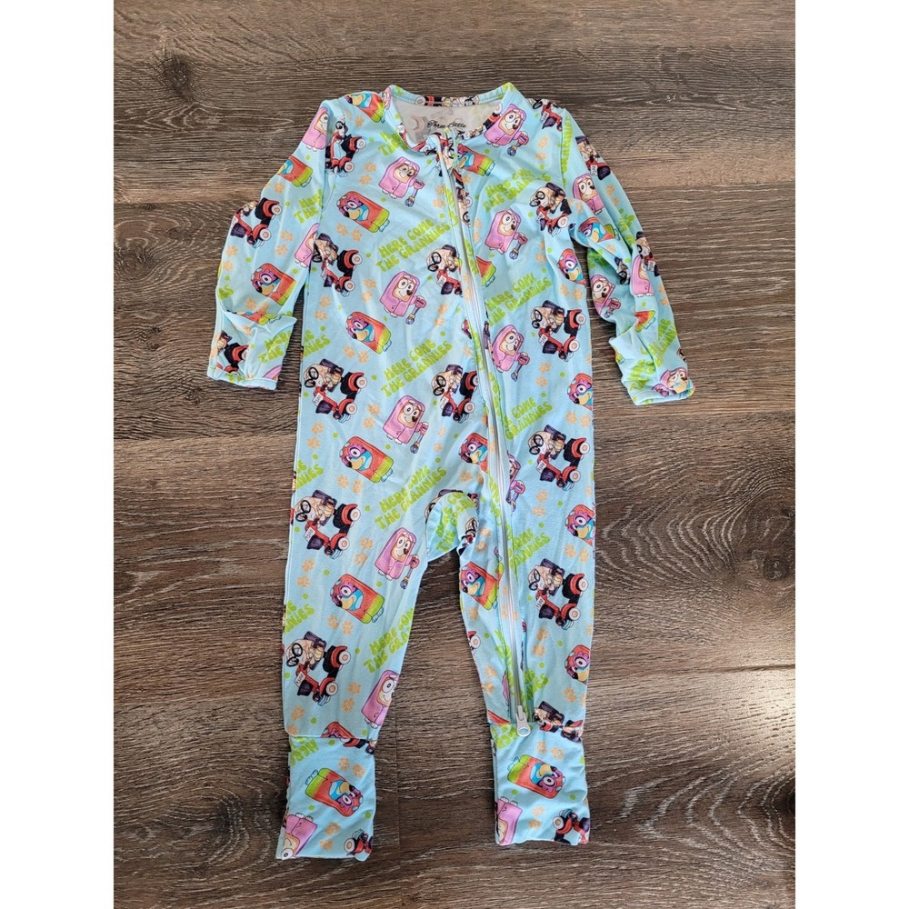 Three Little Blessings Bluey‎ Grannies Bamboo Zippy Sleeper Blue 6-12 months #1